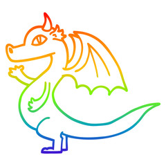 rainbow gradient line drawing cute cartoon dragon