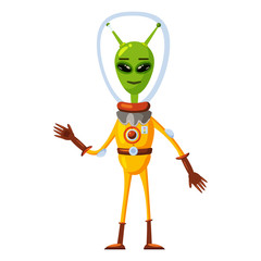 Alien in a space suit, a fantastic funny humanoid character, a monster