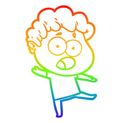 rainbow gradient line drawing cartoon shocked man