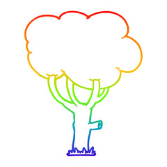 rainbow gradient line drawing cartoon tree