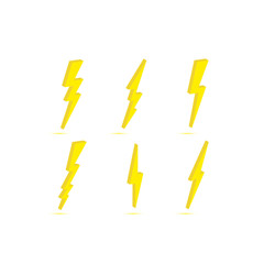 3D Thunder and bolt lightning. Flash icon isolated on white background. Graphic symbol element.