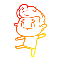 warm gradient line drawing happy cartoon man