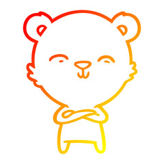 warm gradient line drawing happy cartoon polar bear