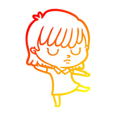 warm gradient line drawing cartoon woman