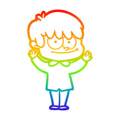 rainbow gradient line drawing happy cartoon man