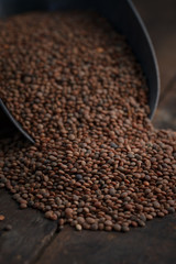 lentils on the wooden table