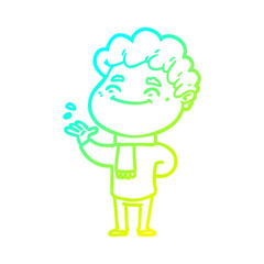 cold gradient line drawing cartoon friendly man