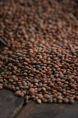 lentils on the wooden table