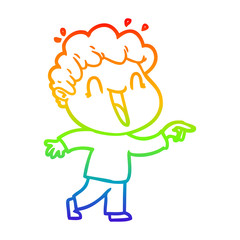 rainbow gradient line drawing cartoon happy man
