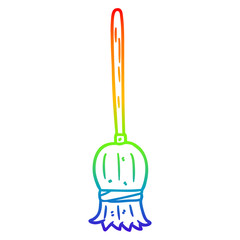 rainbow gradient line drawing cartoon broom