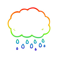 rainbow gradient line drawing cartoon cloud raining