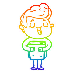rainbow gradient line drawing happy cartoon man
