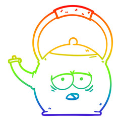 rainbow gradient line drawing cartoon kettle