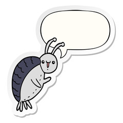 cartoon beetle and speech bubble sticker