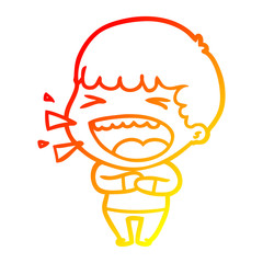 warm gradient line drawing cartoon laughing man