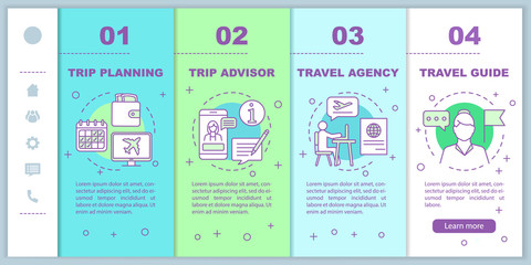 Traveling onboarding mobile web pages vector template