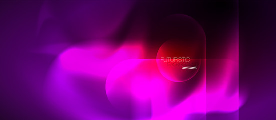 Neon glowing techno lines, blue hi-tech futuristic abstract background template
