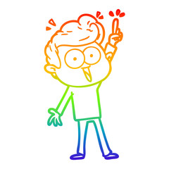 rainbow gradient line drawing cartoon staring man