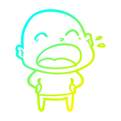 cold gradient line drawing cartoon shouting bald man