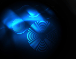 Shiny neon geometric waves template