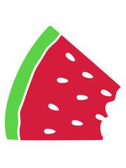 biss naschen abgebissen stück melone lecker essen obst hunger snack sommer wassermelone cool design comic cartoon clipart