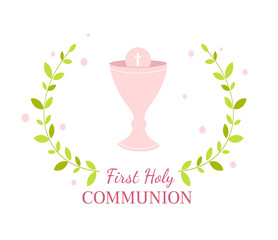 First holy communion greeting card design template