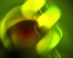 Shiny neon geometric waves template