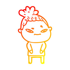 warm gradient line drawing cartoon woman