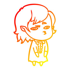 warm gradient line drawing cartoon vampire girl