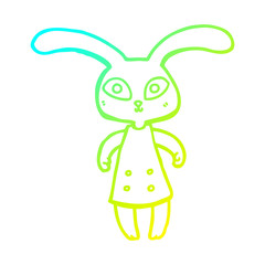 cold gradient line drawing cute cartoon rabbit