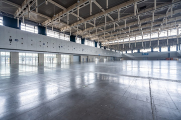 Hangar for storage. Industrial warehouse.