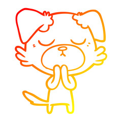 warm gradient line drawing cute cartoon dog