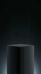 Elegant Cube Blank product stand. Platform for design. Pedestal for display. Futuristic concept background. 3D rendering