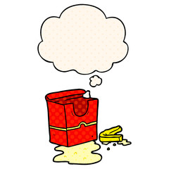 cartoon fries and thought bubble in comic book style