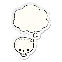 cartoon skull and thought bubble as a printed sticker