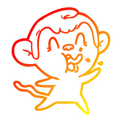 warm gradient line drawing crazy cartoon monkey