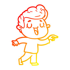warm gradient line drawing happy cartoon man