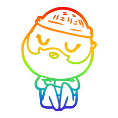 rainbow gradient line drawing cartoon man with beard