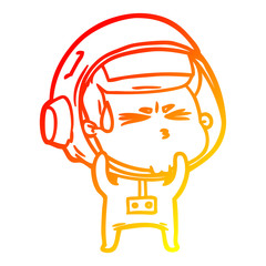 warm gradient line drawing cartoon stressed astronaut