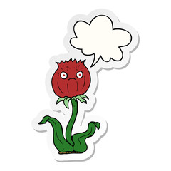 cartoon thistle and speech bubble sticker