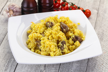 Rice with Chicken hearts