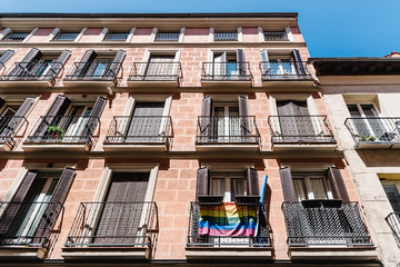 Fototapeta na wymiar Cityscape of Malasana district in Madrid