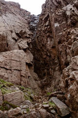 Rocky gorge on the shore of the Barents Sea