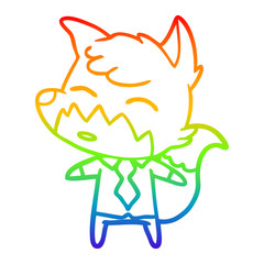 rainbow gradient line drawing cartoon fox