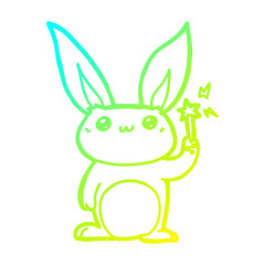 cold gradient line drawing cute cartoon rabbit