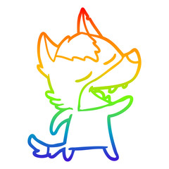 rainbow gradient line drawing cartoon wolf laughing