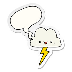 cartoon storm cloud and speech bubble sticker