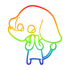 rainbow gradient line drawing cute cartoon elephant