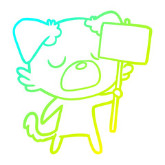 cold gradient line drawing cartoon dog