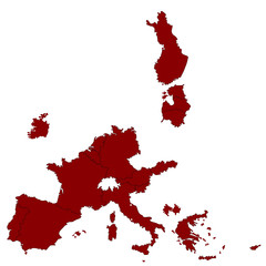 Map euro country group white background